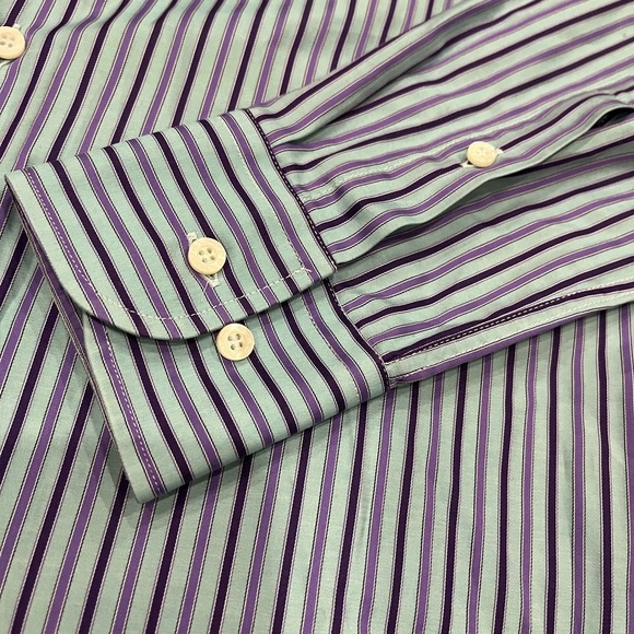 [39/US15.5]Etro Purple Strips Dress Shirt- Italy - Picture 2 of 11